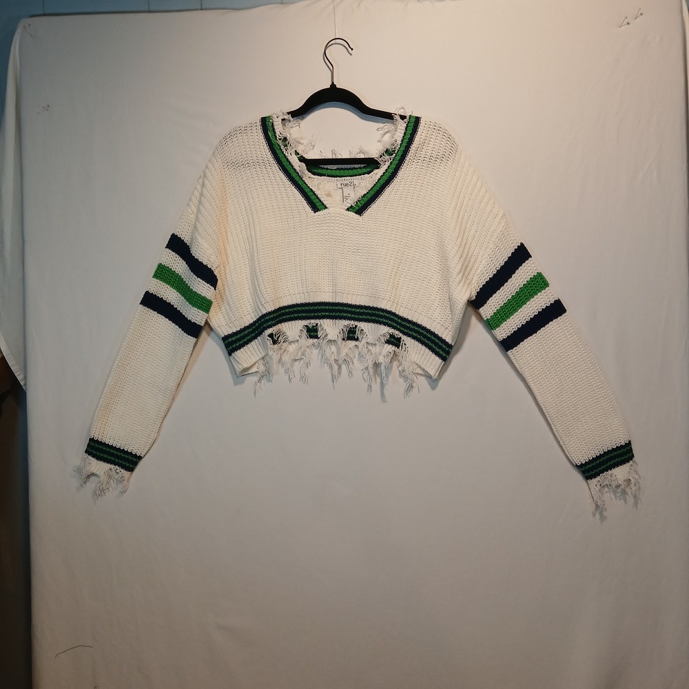 NWT Rue 21 M Crop sweater college academia 90s y2k distressed coquette cottage